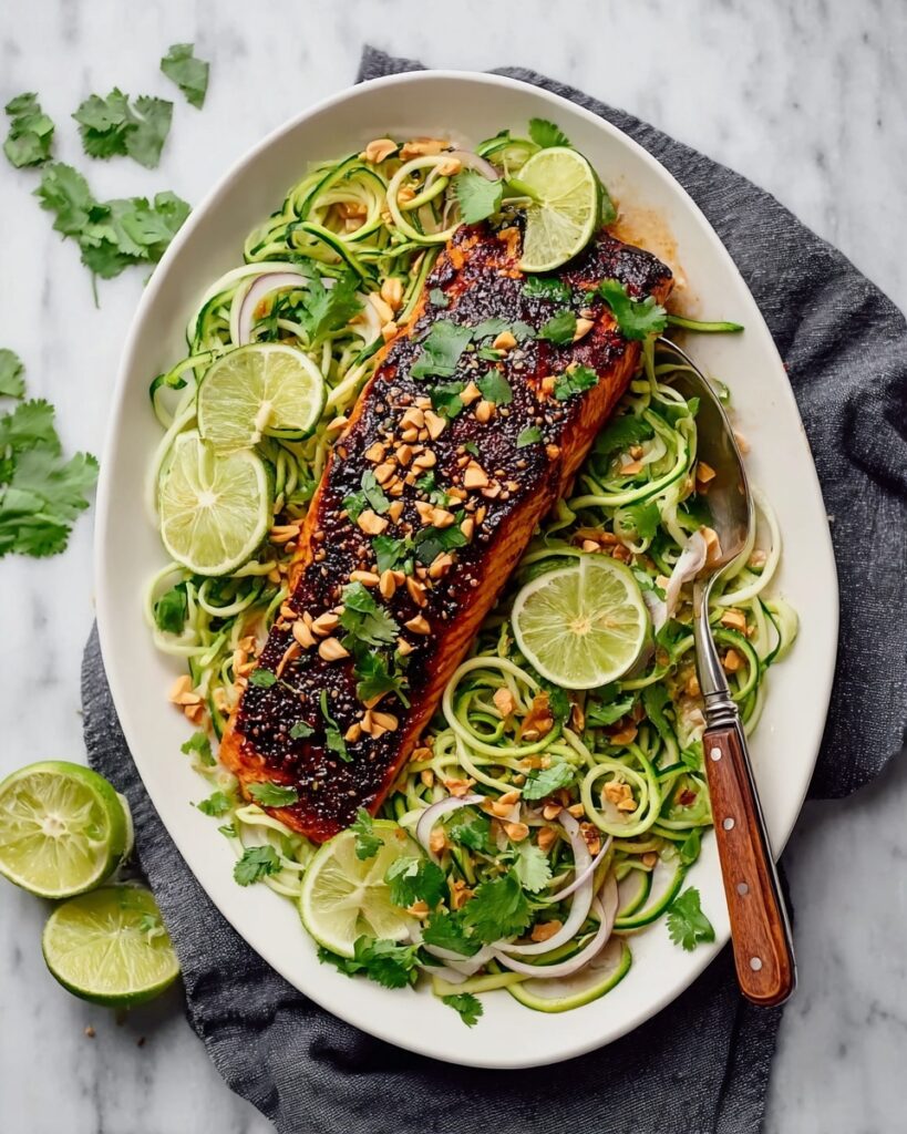 Honey Sriracha Salmon with Zucchini Noodles Recipe