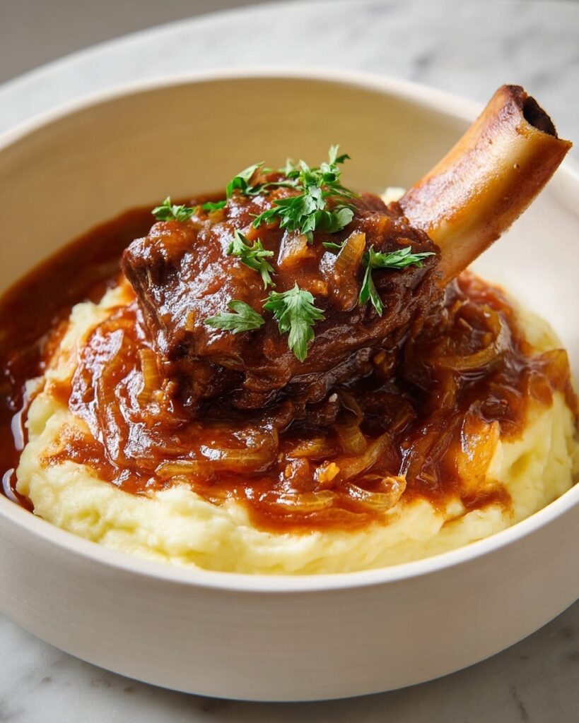 Greek-Style Braised Lamb Shanks with Mashed Potatoes Recipe