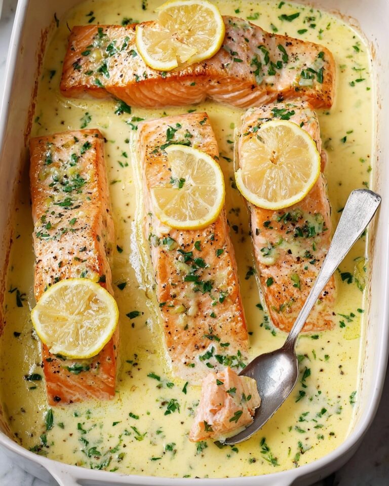 Baked Salmon with Lemon Butter Cream Sauce Recipe