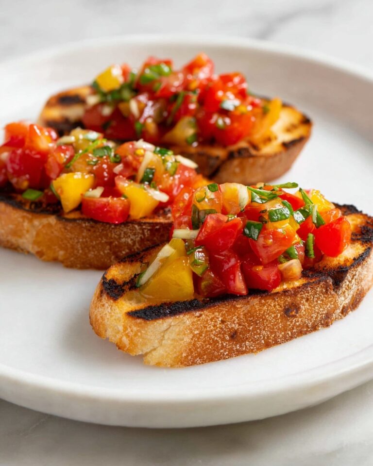 Classic Tomato Bruschetta with Basil, Parmesan, and Balsamic Glaze Recipe