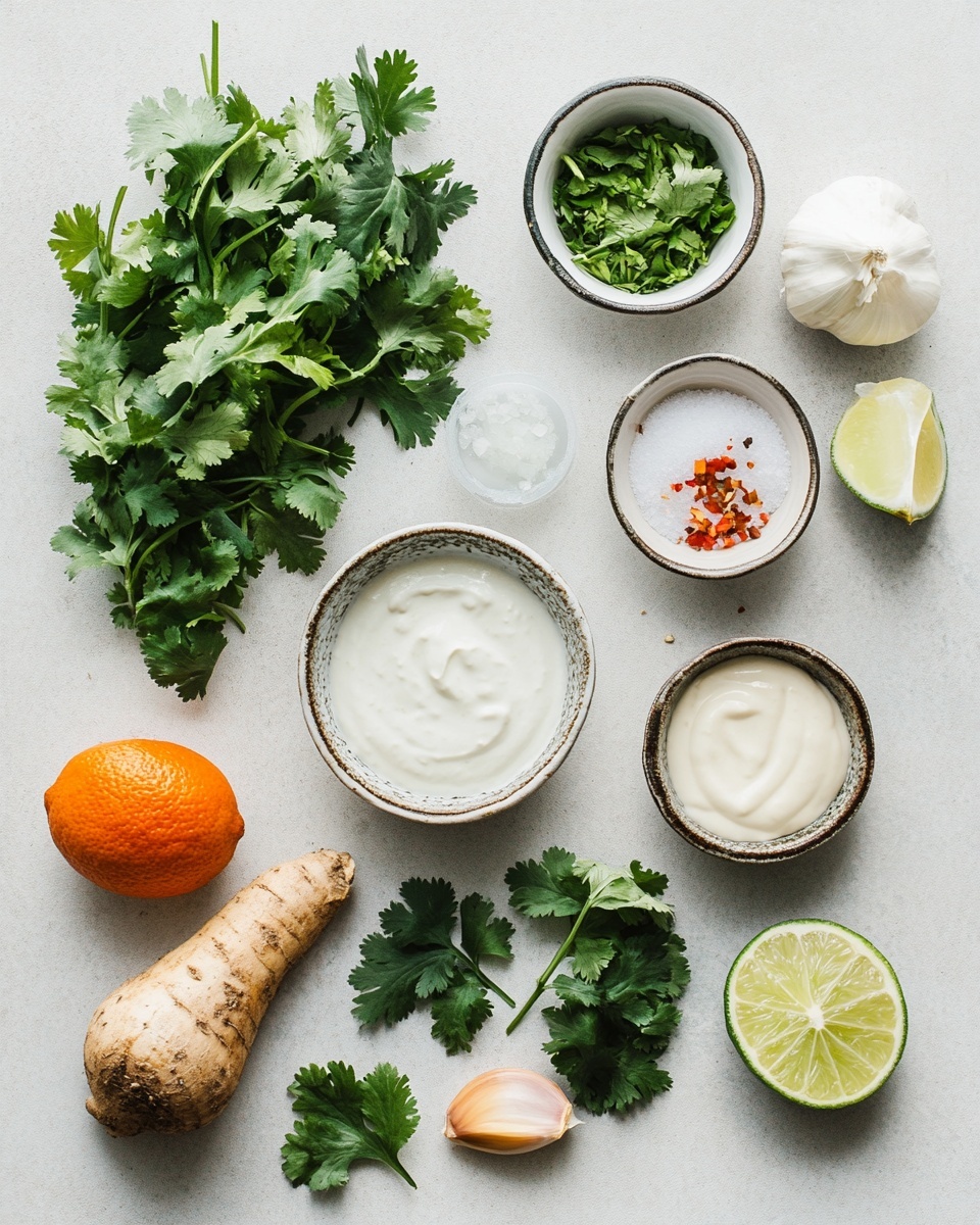 A white plate is filled with two layers of golden-brown roasted sticks that have a crispy texture and some darker spots from roasting; green chopped herbs are sprinkled on top for color. On the right side of the plate sits a small white bowl filled with light green creamy sauce garnished with more chopped herbs. The plate is placed on a white marbled surface. photo taken with an iphone --ar 4:5 --v 7