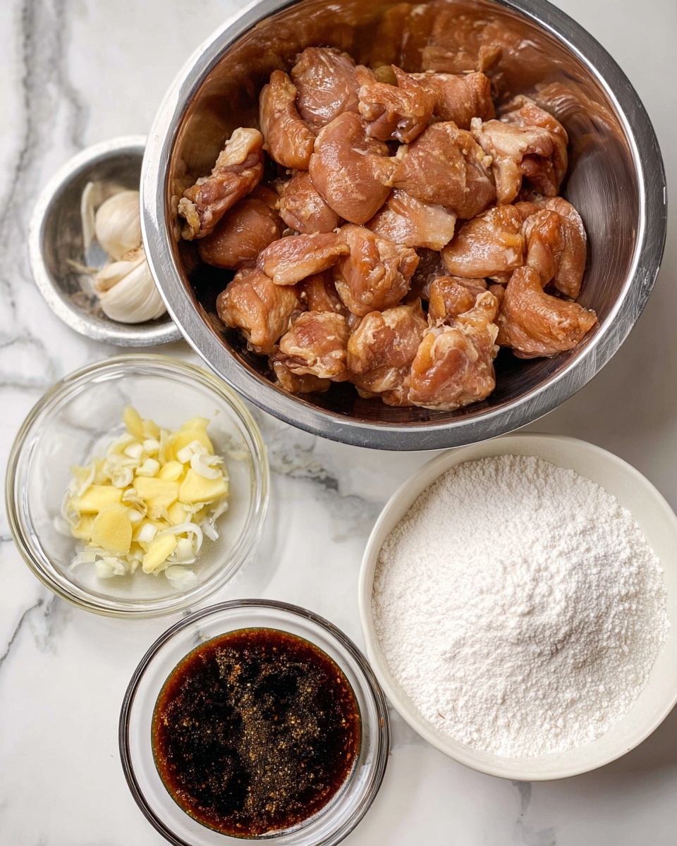 A white plate with a colorful red, yellow, and blue patterned rim holds a dish of white rice at the bottom. On top of the rice, there are many pieces of dark brown meat covered in shiny sauce, arranged in a heap. On one side of the meat, there are two bright orange slices placed neatly. The plate is on a white marbled surface with ginger root in the top left and green onions at the bottom left. A pair of brown chopsticks rests on the top right of the plate. Photo taken with an iphone --ar 4:5 --v 7