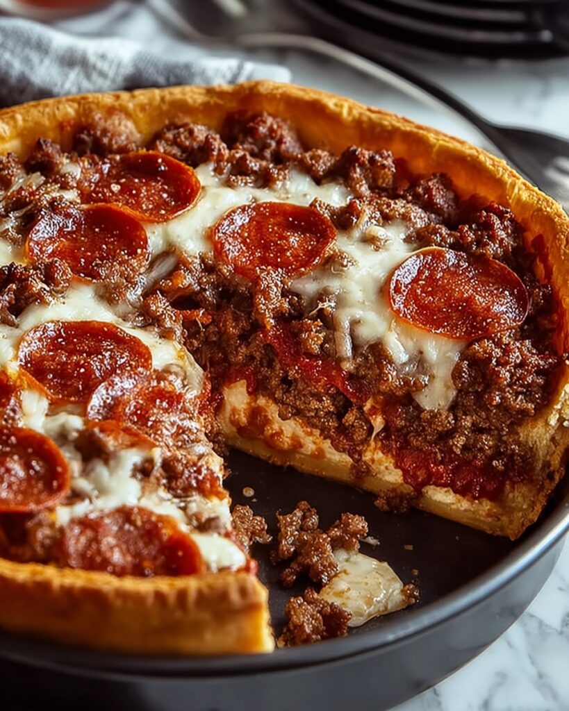 Savory Hamburger Sausage & Pepperoni Pie for Comfort Cravings Recipe