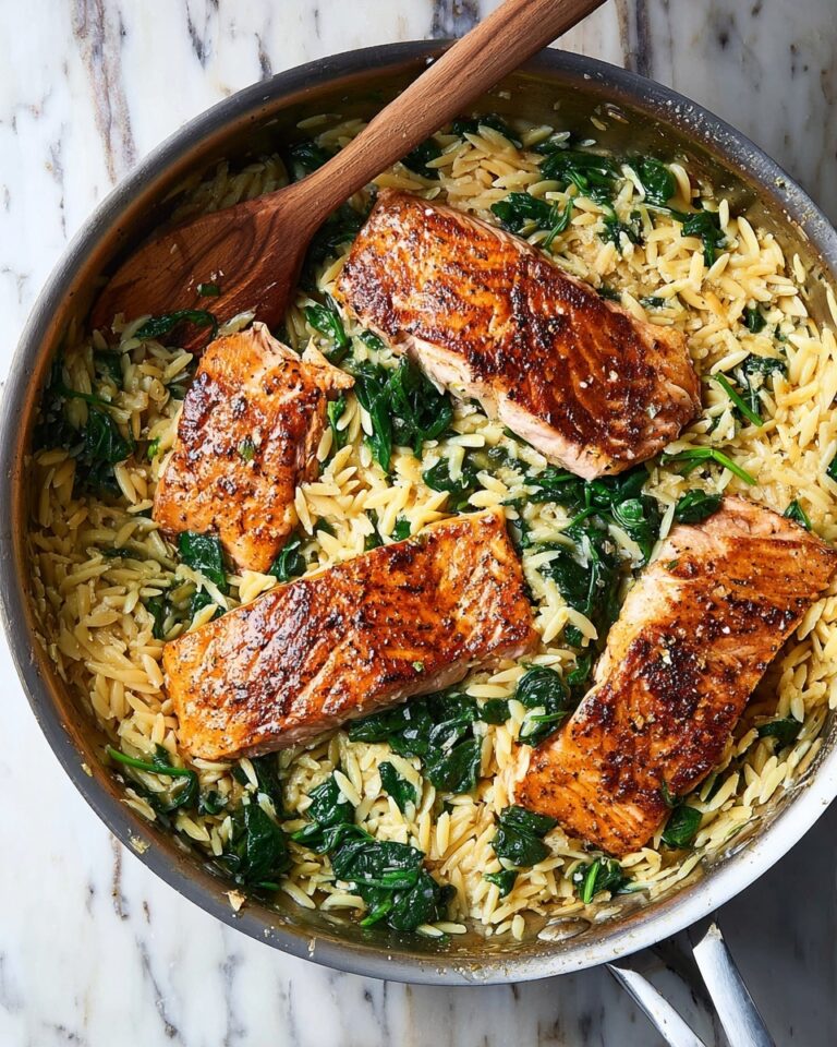 One Skillet Salmon with Lemon Orzo Recipe