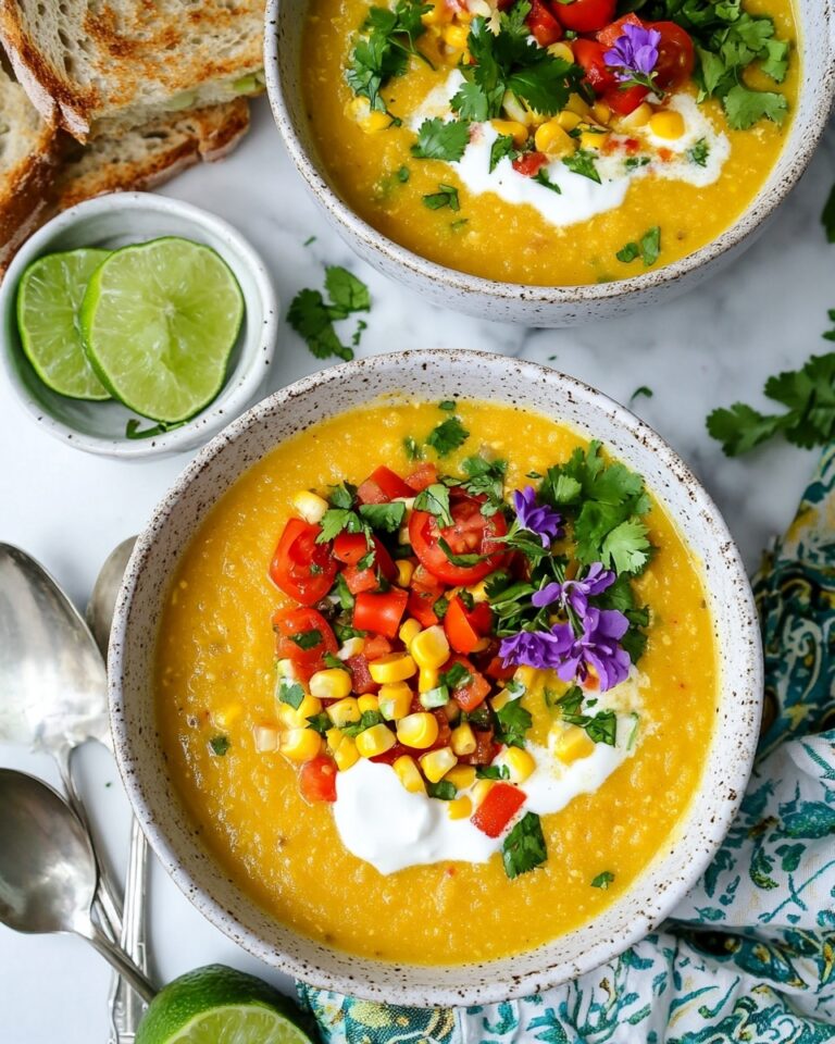 Homemade Sweet Corn Soup with Fresh Salsa Topping Recipe