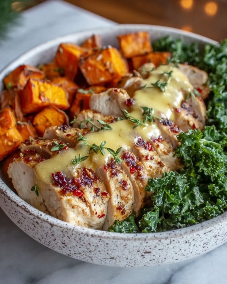 Maple Dijon Chicken Bowl with Roasted Sweet Potatoes and Toasted Toppings Recipe