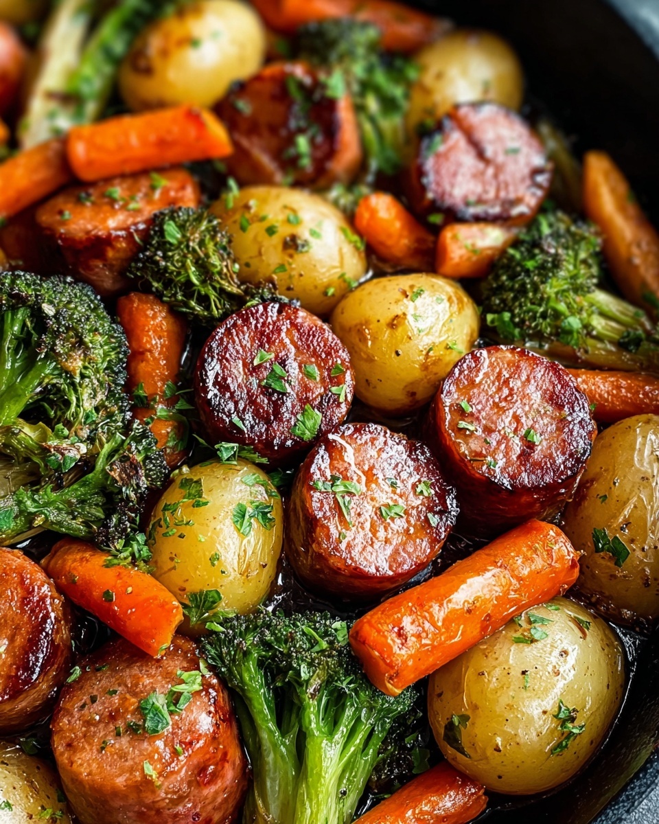 One Pan Honey Garlic Kielbasa and Veggies Recipe